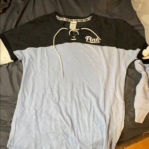 Pink tie crew neck hoodie